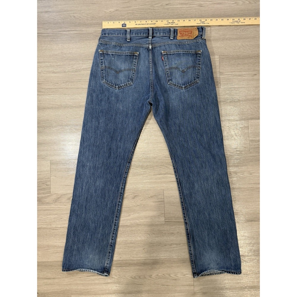 Levi's 501 Denim Jeans Pants Men's 38x34 Button Fly Blue - Picture 2 of 8